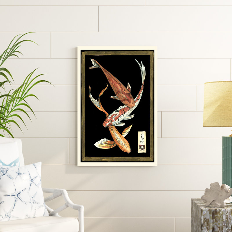 Koi poisson sur fond noir II, H 36 po x l 24 po x P 1,25 po