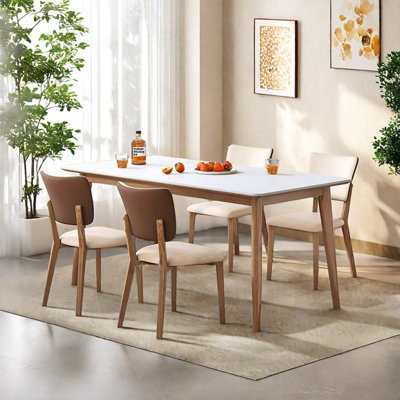 Ash wood Nordic style rectangular slate table