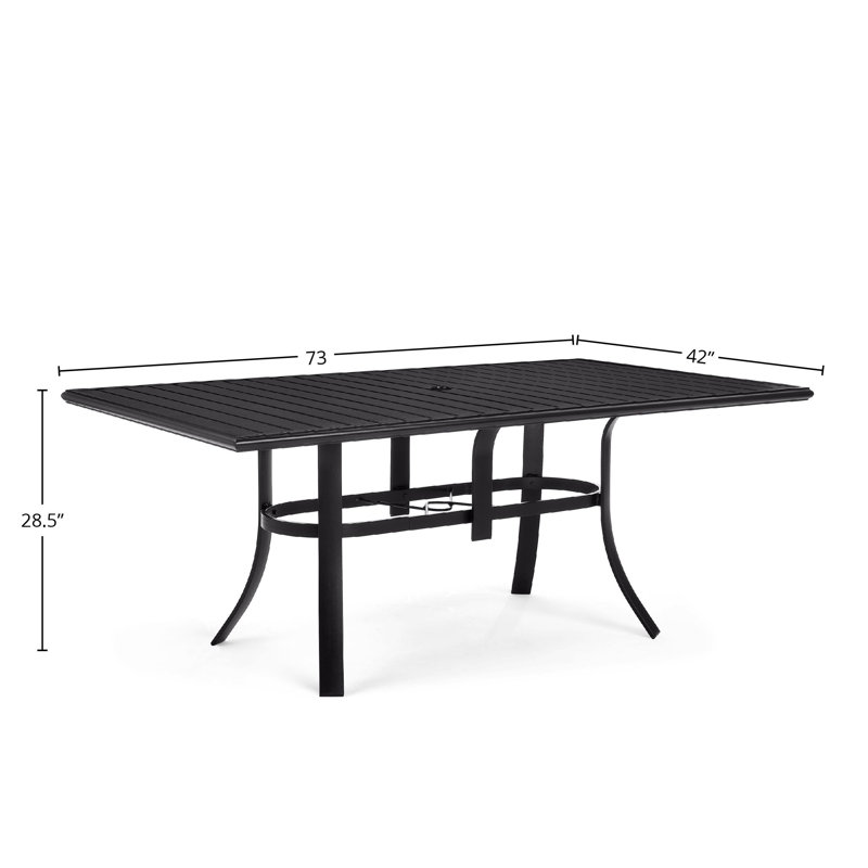 Aluminum Dining Table, 28.5" H x 73" W x 42" D, Night