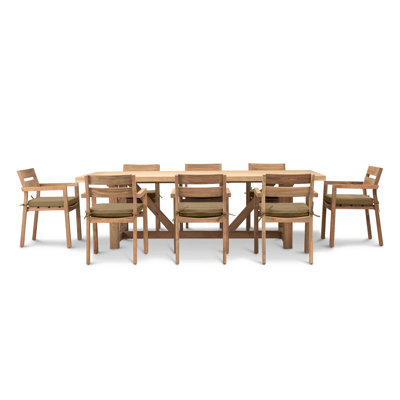 Gensingh Rectangular 8 - Person 98.5'' L Teak Outdoor Restaurant Dining Set -  Loon Peak®, 27B193507B6C4A5C8F549C6285055A1B