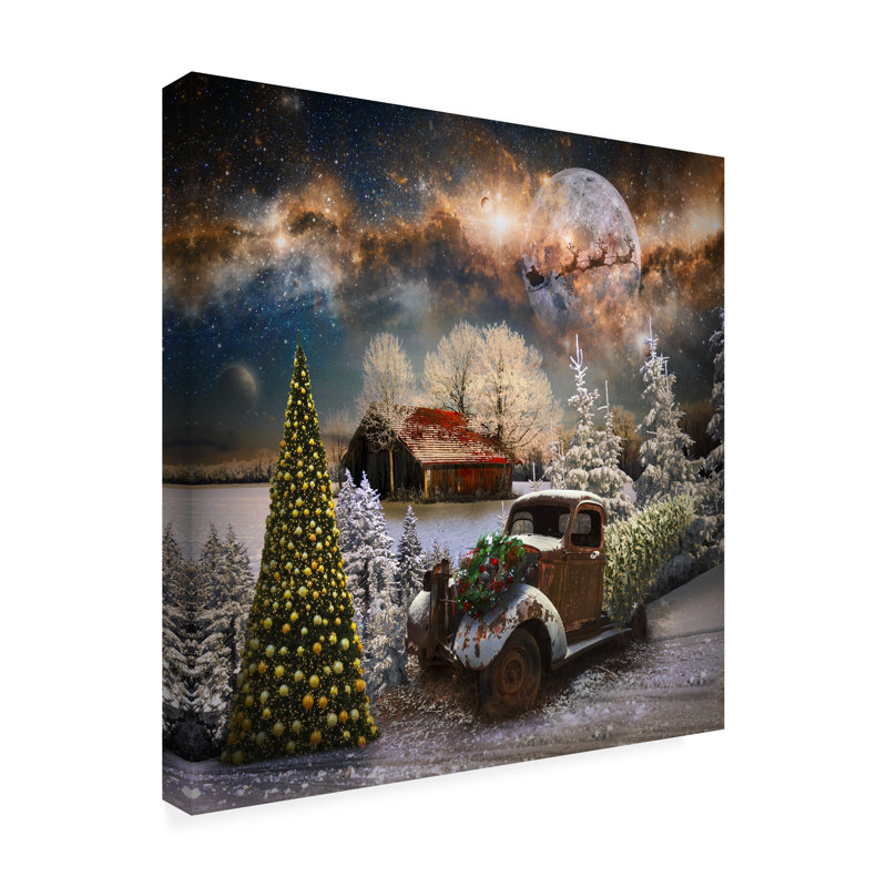 «Starry Christmas Night» par Celebrate Life Gallery - Art sur toile sans cadre, L 14 po x H 14 po