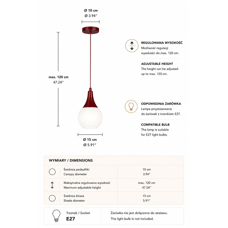 - Light Burgundy Pendant, 15, 1