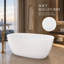 Baignoire autoportante ovale en acrylique de 140 cm (55 po), profondeur d'immersion de 39 cm (15,3 po), bonde centrale et trop-plein intégré, blanc brillant
