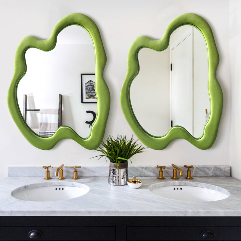 Miroir asymétrique en bois manufacturé Debanhy, 32 po x 24 po, Vert