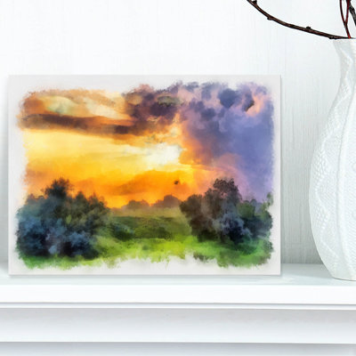 «Beautiful Landscape Watercolor», reproduction d'impression sur toile tendue