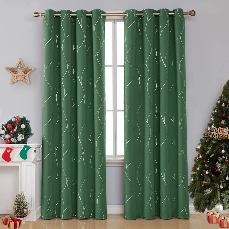 Kellda Thermal Room Darkening Polyester Curtain Panels , Dark Forest, 42" W x 72" L