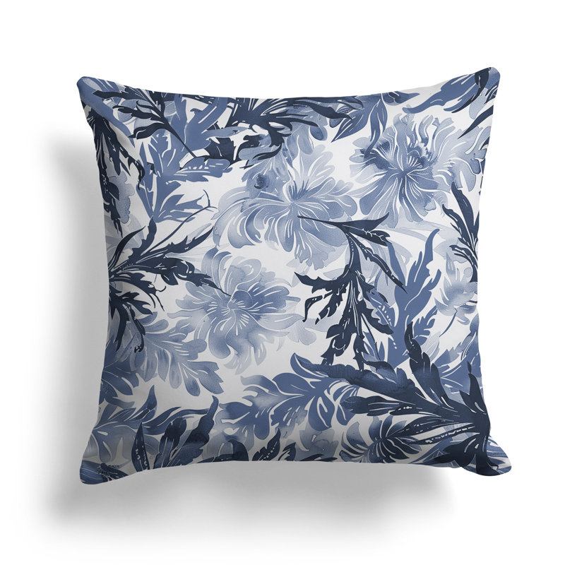 Coussin Serendipity, Bleu / blanc, H 16 po x l 16 po