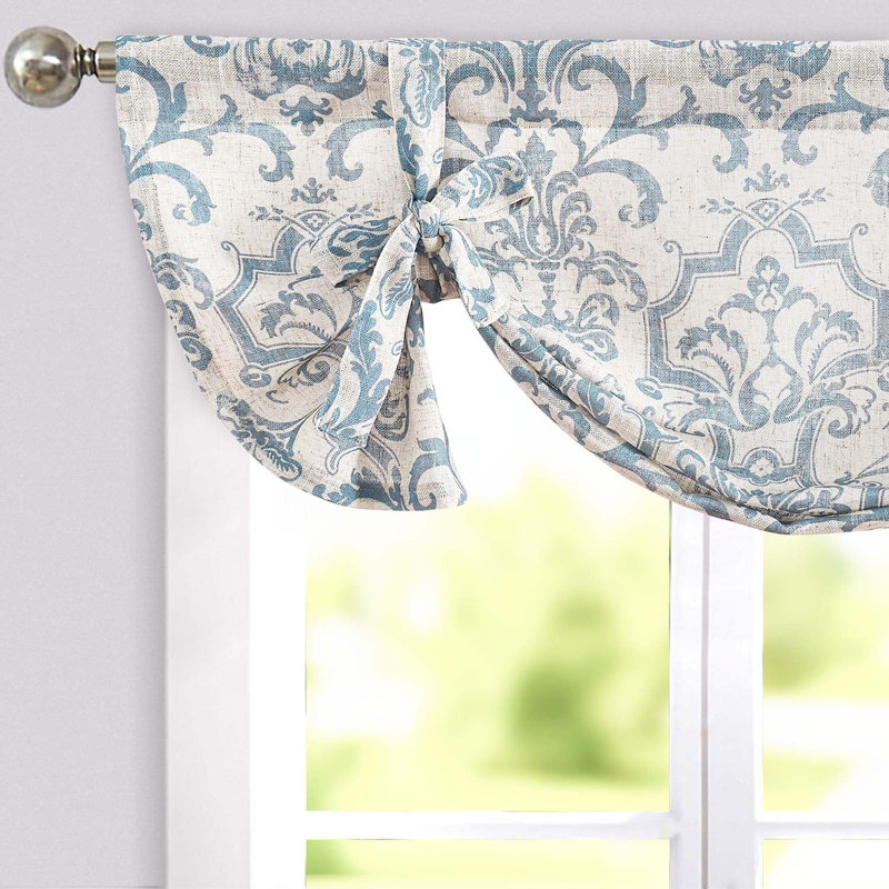 Abat-jour floral en lin avec attaches Valancel, L 42 po x L 24 po, Bleu clair
