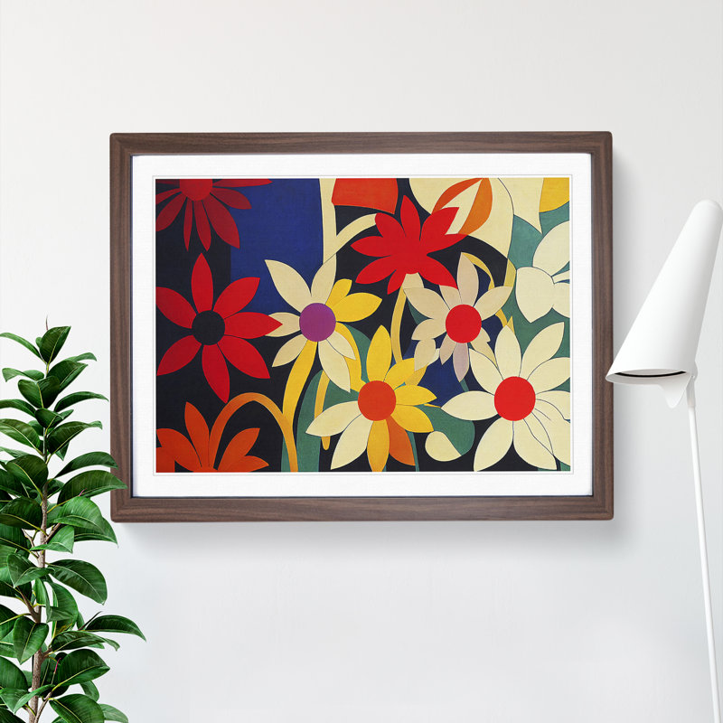 XH1022-634X An Extravagant Abstract Flowers - Single Picture Frame Print, 46cm H x 64cm W x 2cm D, Walnut