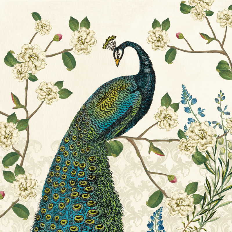 Peacock Arbor I Ivory V2 by Sue Schlabach - Wrapped Canvas Print, 91cm H x 91cm W