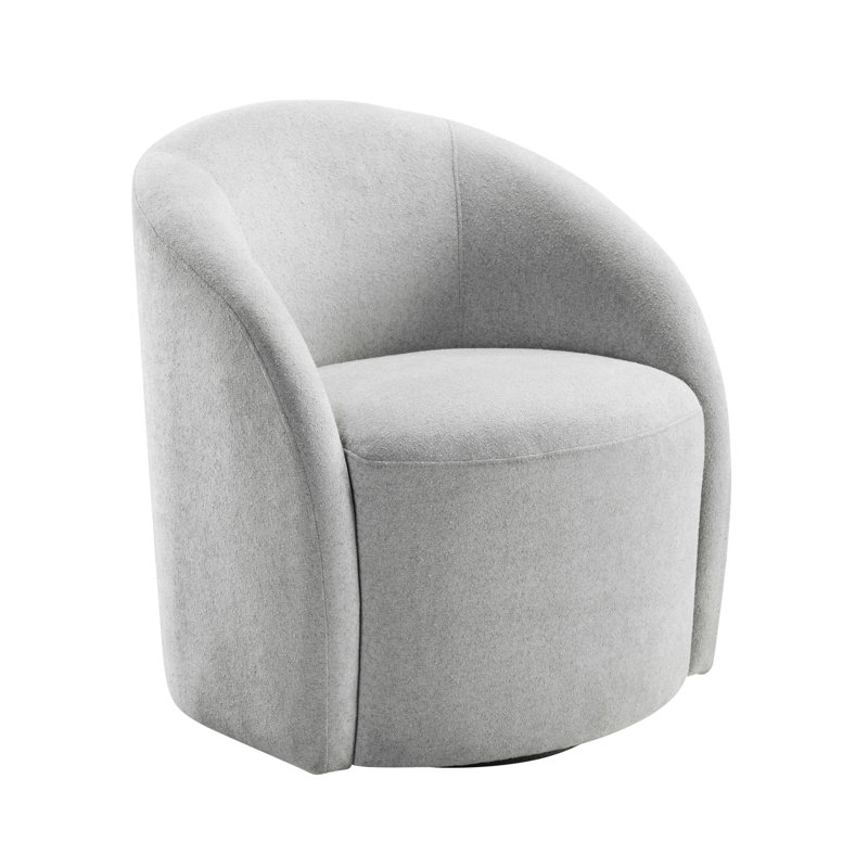 Luxueux siège pivotant gris, base en métal, salon en bois massif et contreplaqué, Light Grey