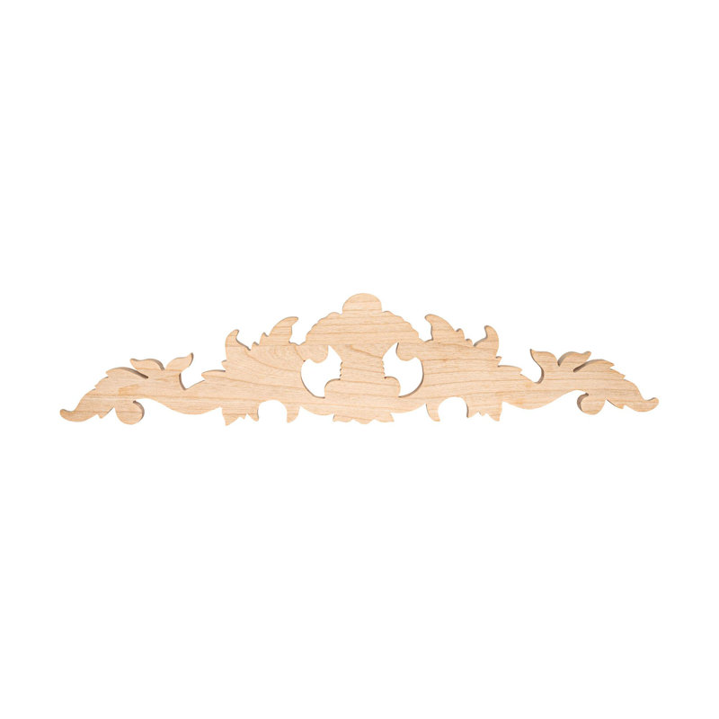 18.25" Unfinished Hand Carved Cherry Wood Acanthus Applique