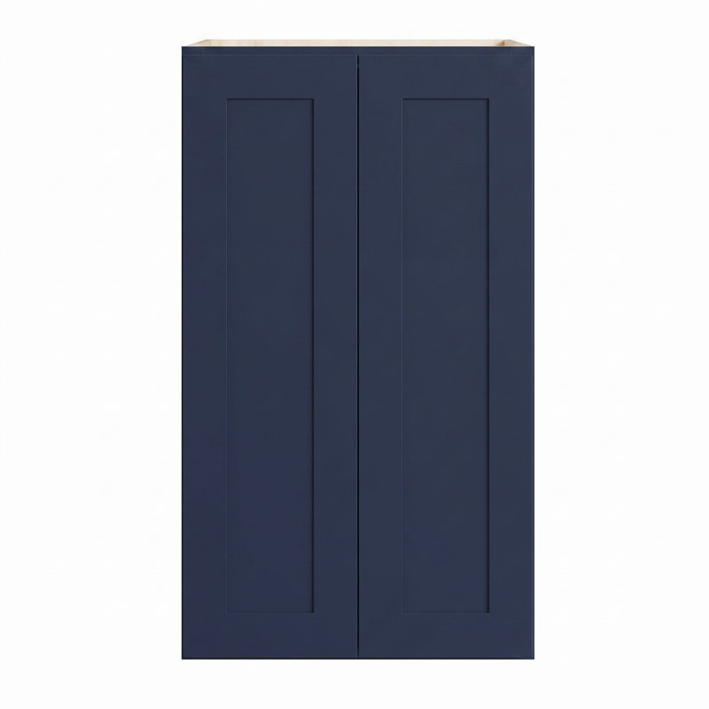 Armoire murale bleu marine Shaker, structure en bouleau massif, boîte d'armoire en contreplaqué, tablette réglable, finition matte douce, plusieurs tailles