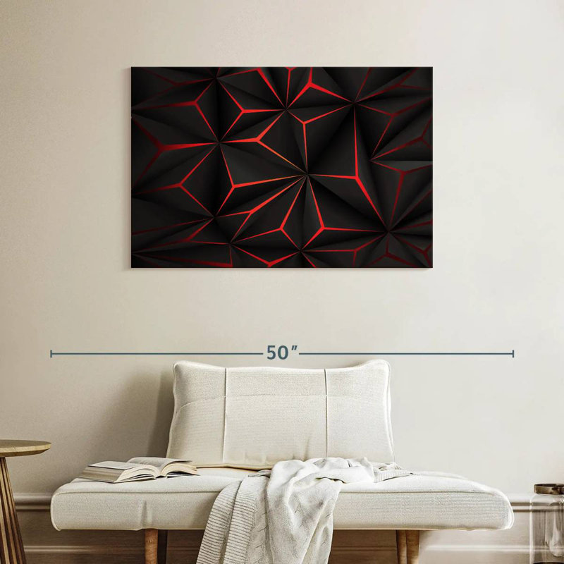 Avery abstrait noir et rouge, H 26 po x l 39 po