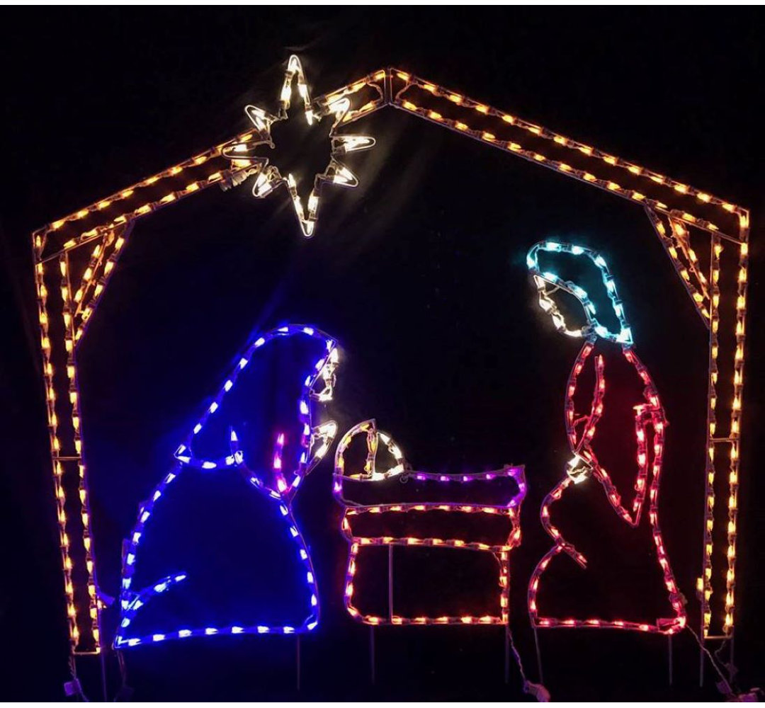 Small Nativity Jesus, Mary, Joseph and Shelter Christmas Holiday Lighted Display Lori's Lighted D'Lites