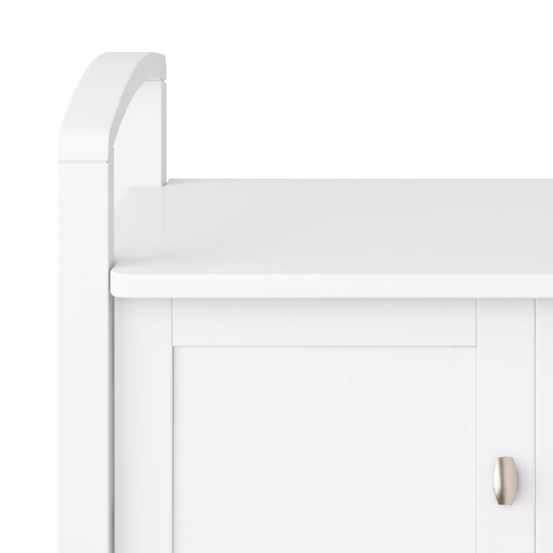 Warm Shaker 44"W Solid Wood Transitional Storage Bench with Lift-Up Lid and Shaker-Style Panels, White