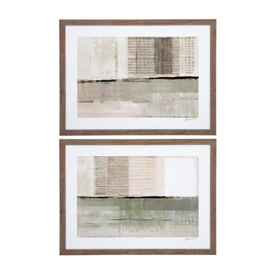 Across the Abstract Bay, ensemble de 2 reproductions encadrées - cadre en pin noueux