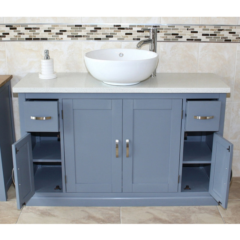 Biskra 1230mm Single Bathroom Vanity with Vessel Ceramic Basin, White