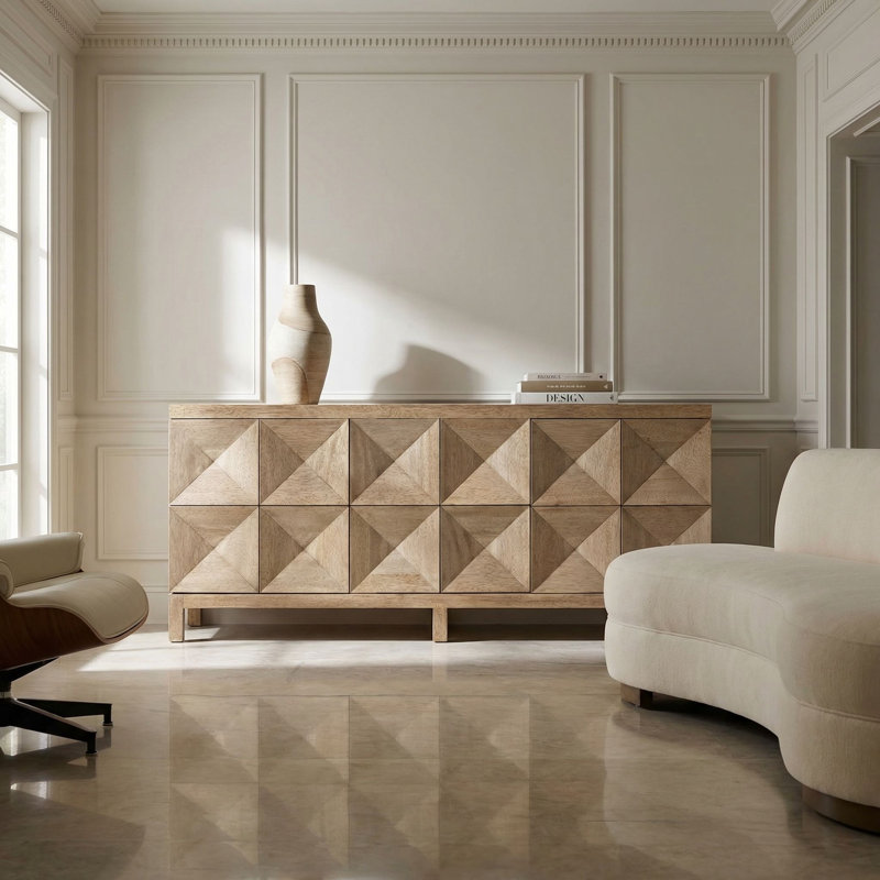 Quadrant 76'' W Solid Wood Sideboard, Washed Walnut