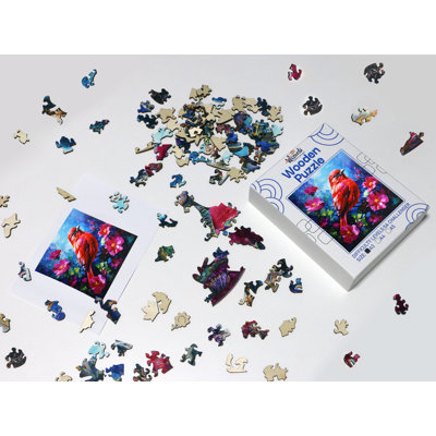 Red Bird - Jigsaw Wooden Puzzle by Wizardi F07N9-5