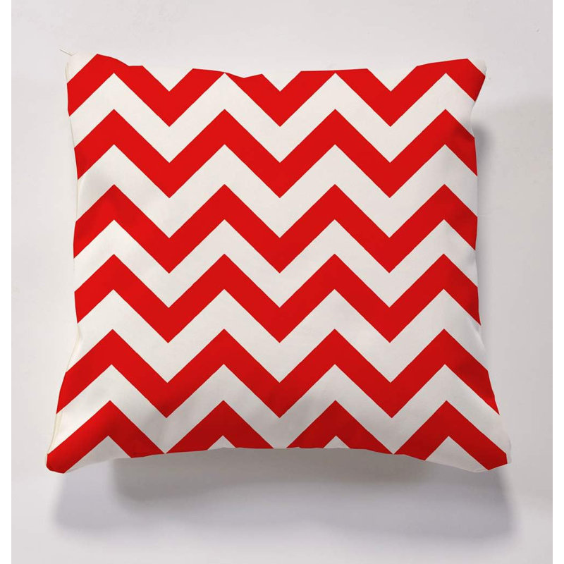 Askegard Indoor / Outdoor Chevron Square Throw Cushion, Red/White