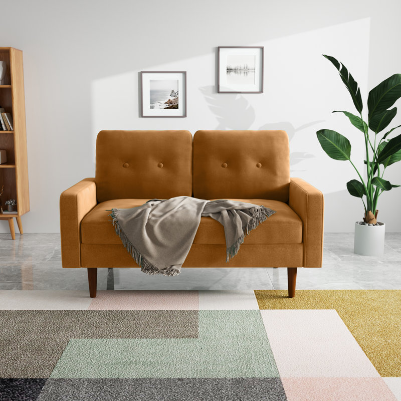 Madian Velvet Sofa, Ginger Velvet, 32.7" H x 58" W x 30" D