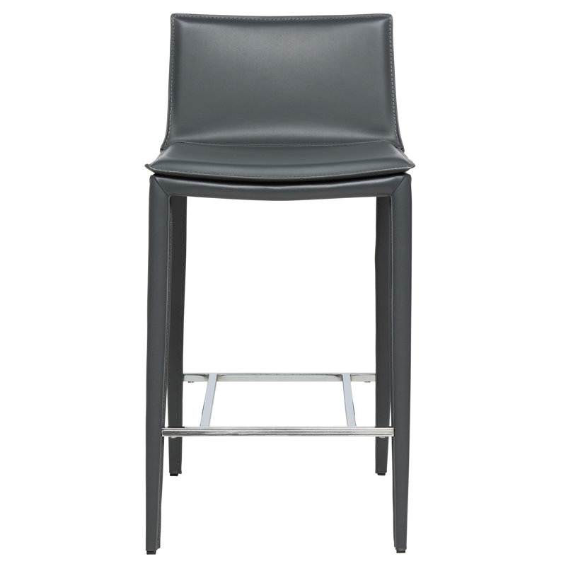 Holleman Leather 25.5" Counter Stool, Coal Gray