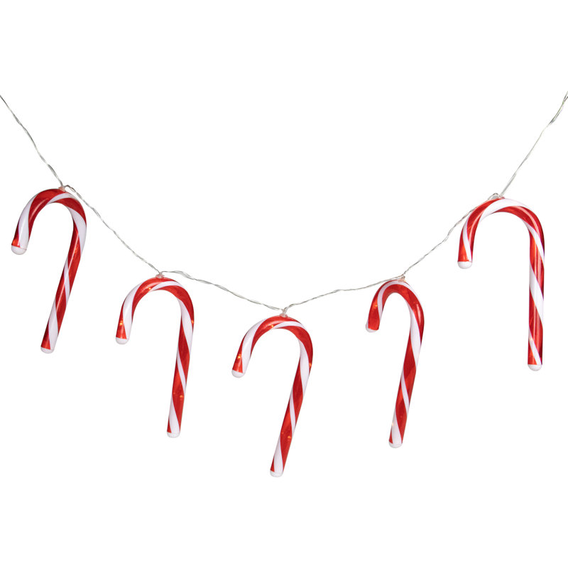 Battery Powered Warm White LED Christmas Candy Cane Lights
