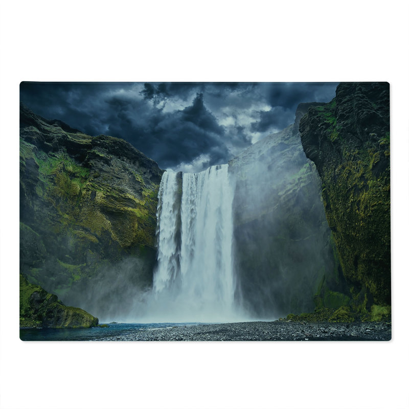 Ambesonne, paysage, planche à découper, grande taille, America, Falaises, scène, vert, bleu, blanc