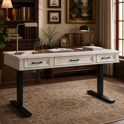 55-Inch Electric Standing Desk with 3 Drawers and Built-In Power