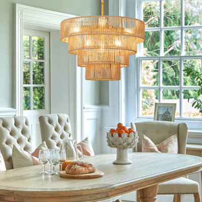 6-Light Handcrafted Natural Boho Hanging Chandelier
