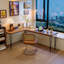 Solid Wood L-Shaped Desk with Metal Base-1797115821