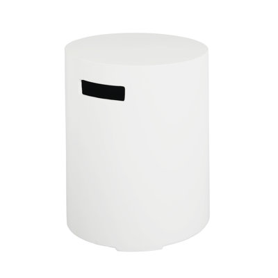 16" X 20" Round Lightweight Concrete Propane Tank Holder & Side Table - White