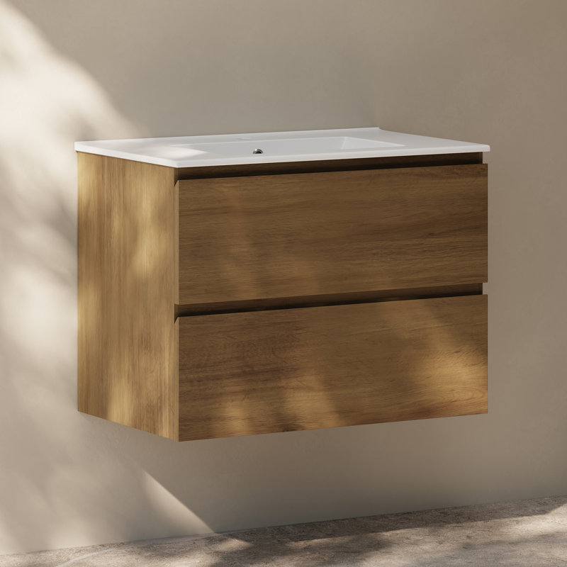 Meuble-lavabo mural avec lavabo 30 po Liberte, Chêne brun