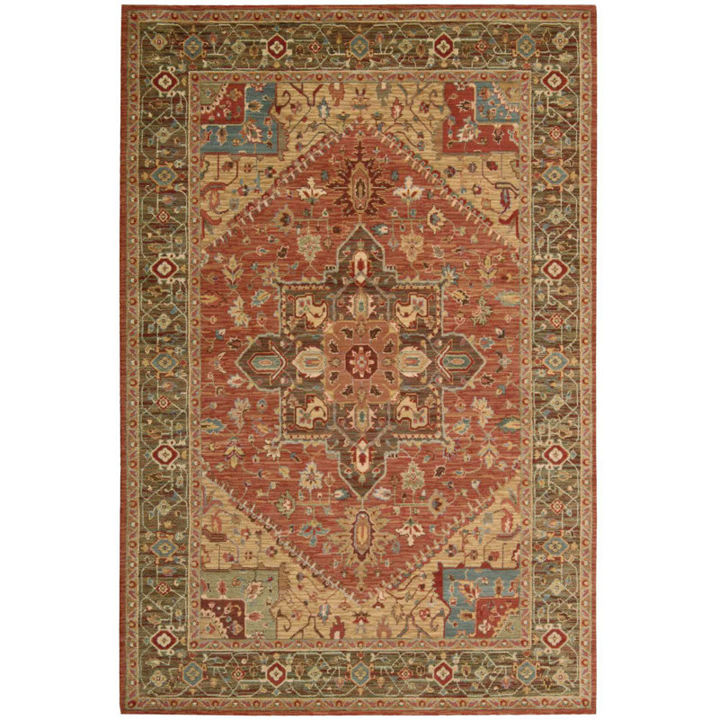 Tapis oriental en laine brun Jimena, Rectangle 3 pi 6 po x 5 pi 6 po