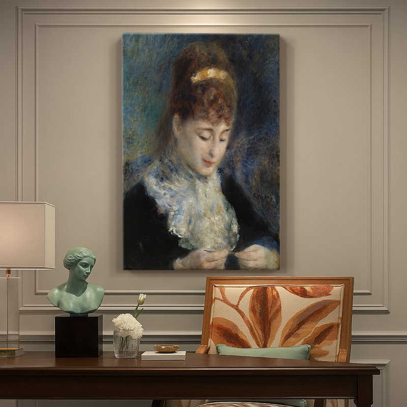 «Woman Crocheting» par Pierre-Auguste Renoir, 24 po x 36 po