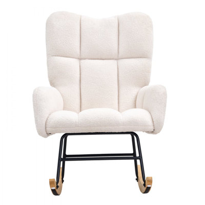 Chaise berçante pour chambre de bébé, chaise berçante berçante avec siège souple et dossier haut, fauteuil électrique avec capacité de poids de 250 lb, chaise berçante coulissante rembourrée pour chambre de bébé, chambre à coucher, salon, bla