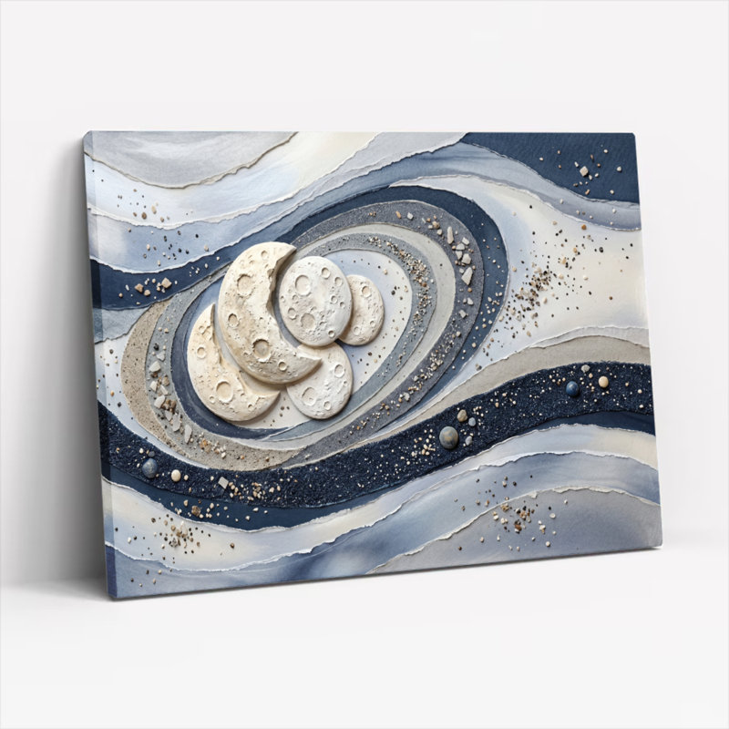Ensemble d'une toile abstraite cosmique, 18"H x 24"W, Wrapped Canvas