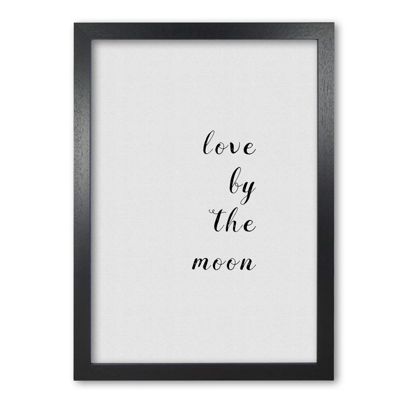 Love By The Moon - Print, 60 cm H x 42 cm W x 5 cm D, Black Grain Frame