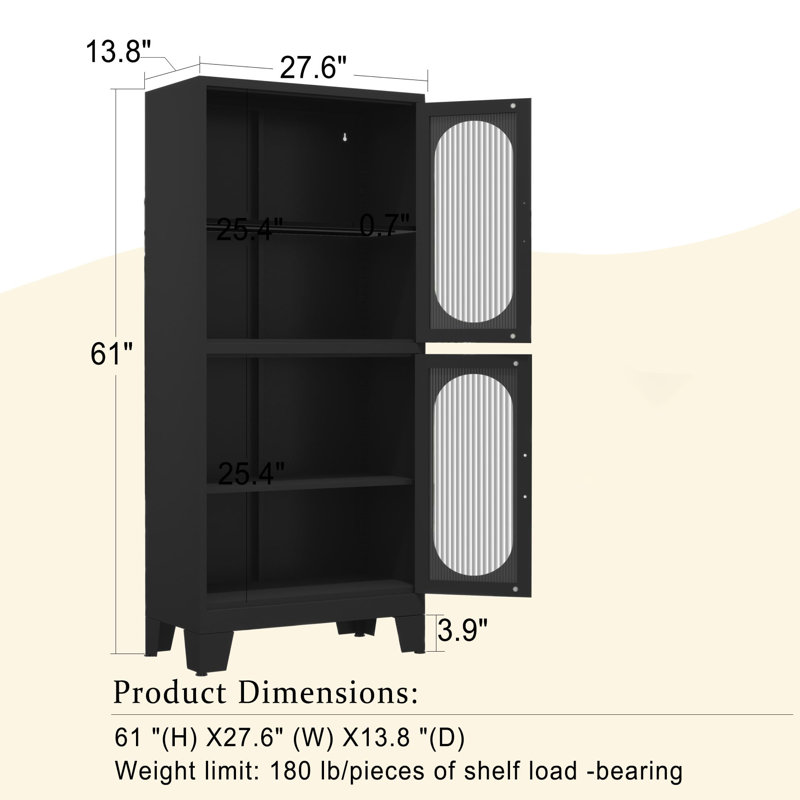 Armoire de rangement à 4 tablettes Cadell, Noir