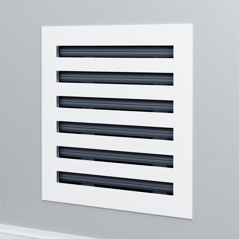 Grille de registre décorative pour mur et plafond en métal blanc mat carré, L 12 po x l 12 po