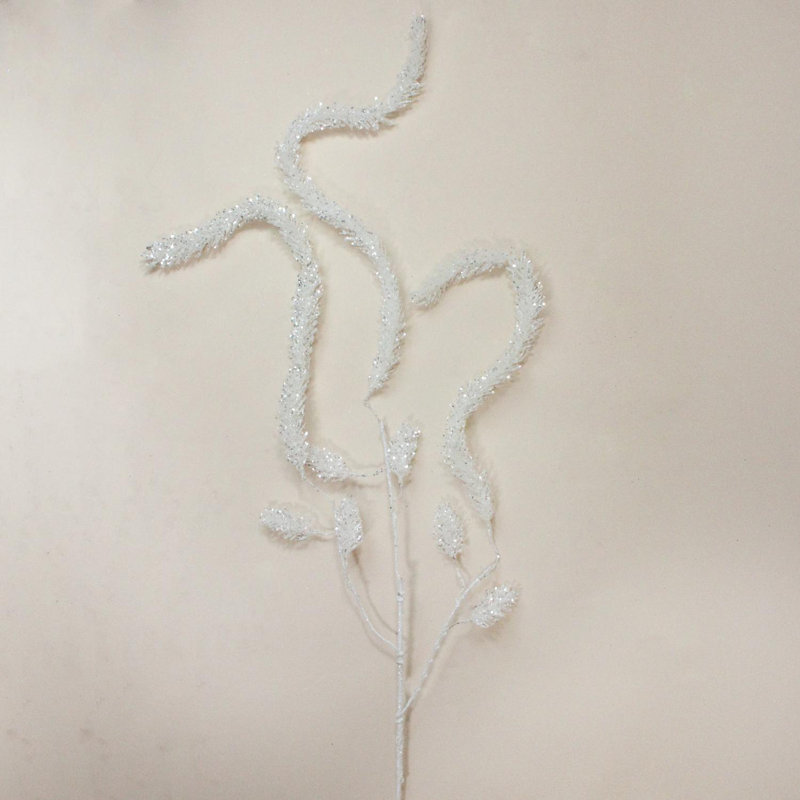 Jet de pin de Noël 52 po blanc et argent scintillant