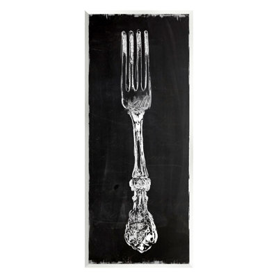 Stupell Industries Vintage Stenciled Fork Kitchen Cutlery Utensil By Carol Robinson - Graphic Art On Mdf In Black;gray