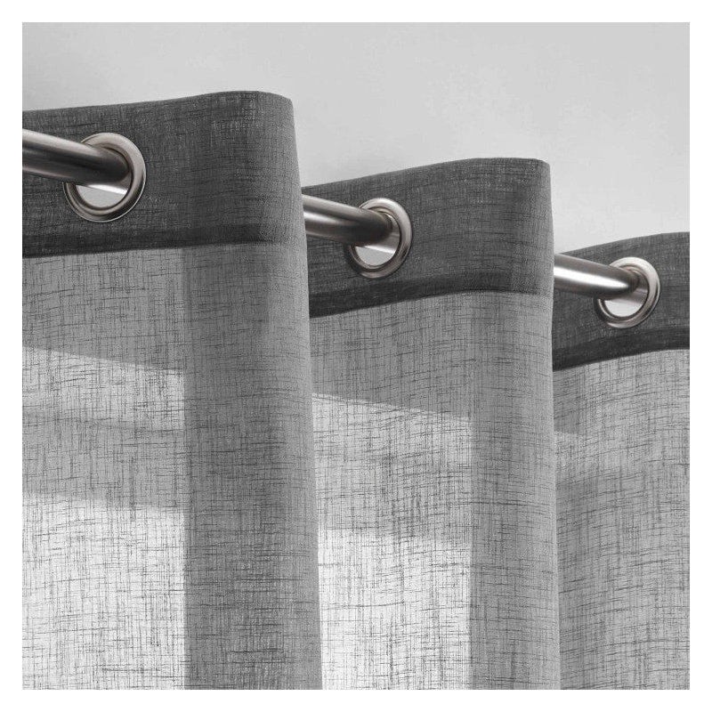 Sheer Curtain Single Panel, Mid Grey, 200cm x 298cm