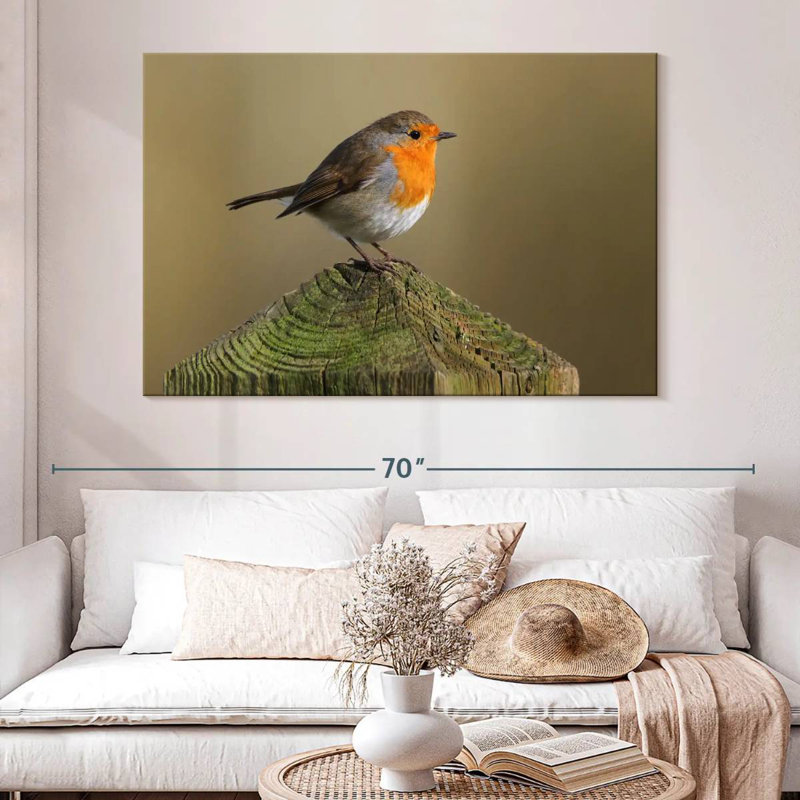 Bird Standing On Wood Post, 34" H x 51" W