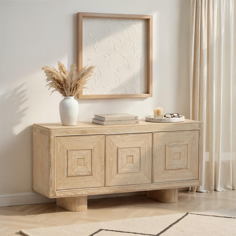 Williams 72" Oak Wood Sideboard, Light Natural
