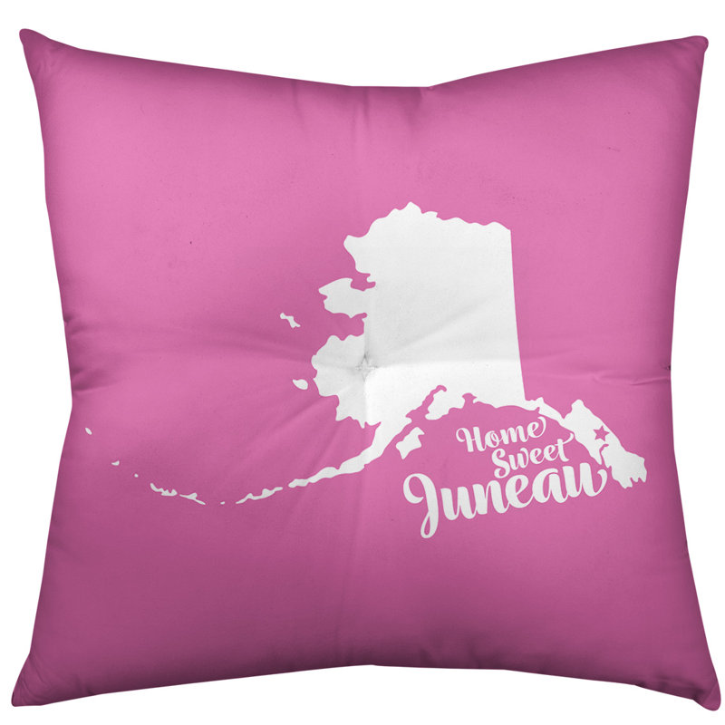 Reversible Throw Pillow, 30" H x 30" W, Pink, Juneau/Alaska
