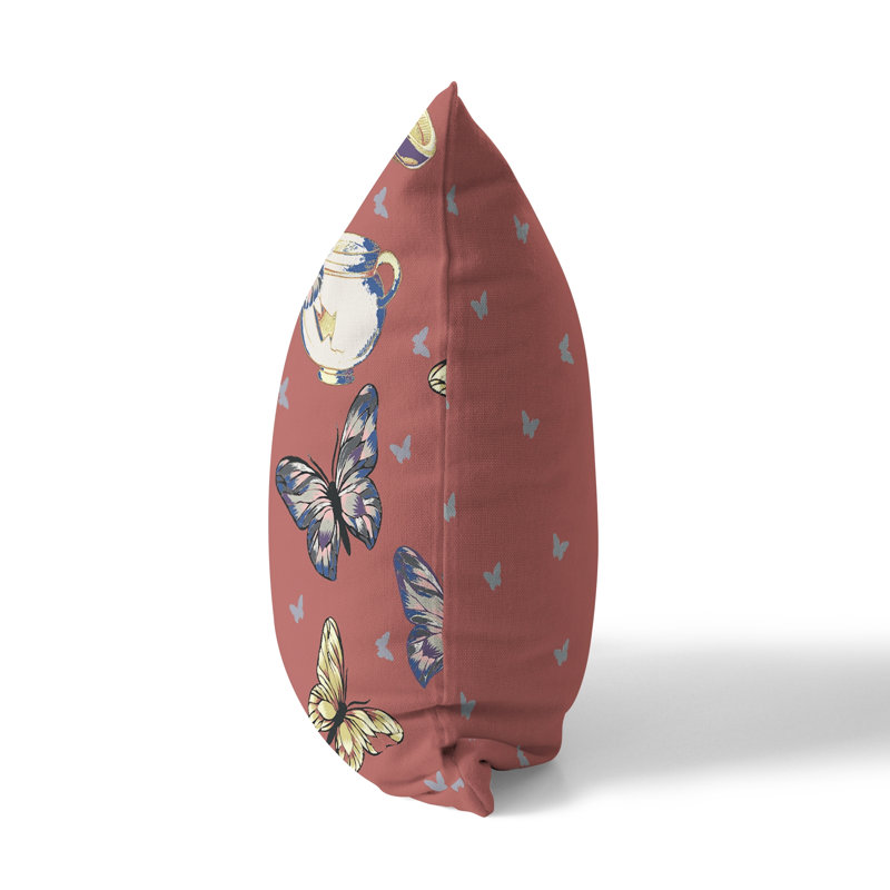 Housse de coussin intérieur / extérieur en polyester / mélange de polyester Butterfly Garden Bowl, 16 po x 16 po