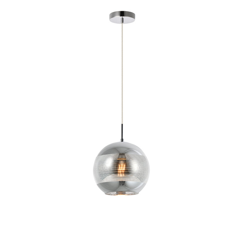 Gwenda 1 - Light Single Pendant, Chrome, Chrome, 9.5" H x 9.5" W x 9.5" D