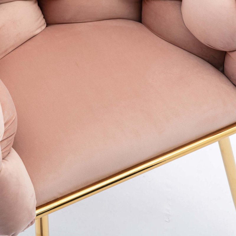 16.9'' H Velvet Upholstered Armchair, Pink, 2